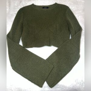 Forever 21 Olive Knit Crew Neck Sweater